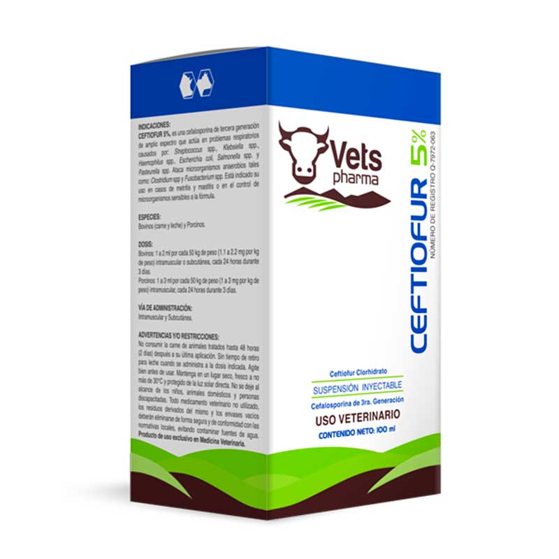 Ceftiofur 5% 100 ml - Robles Veterinaria - Vets Pharma