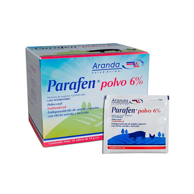 Parafen Polvo 6% 25 Sobres de 10 g c/u - Robles Veterinaria - Aranda