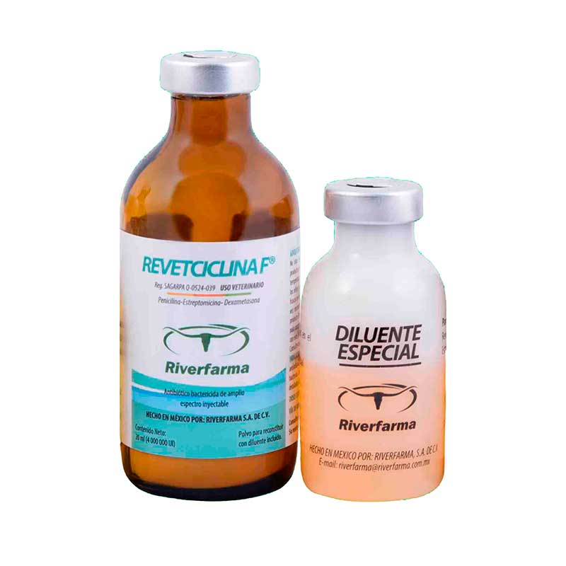 Revetciclina F 20 ml 4 Millones - Robles Veterinaria - Riverfarma