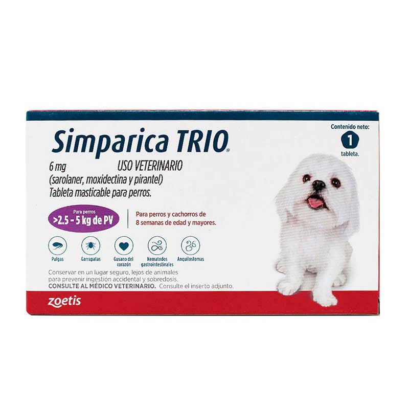 Simparica Trio 1 Tableta 2.5 - 5 kg - Robles Veterinaria - Zoetis
