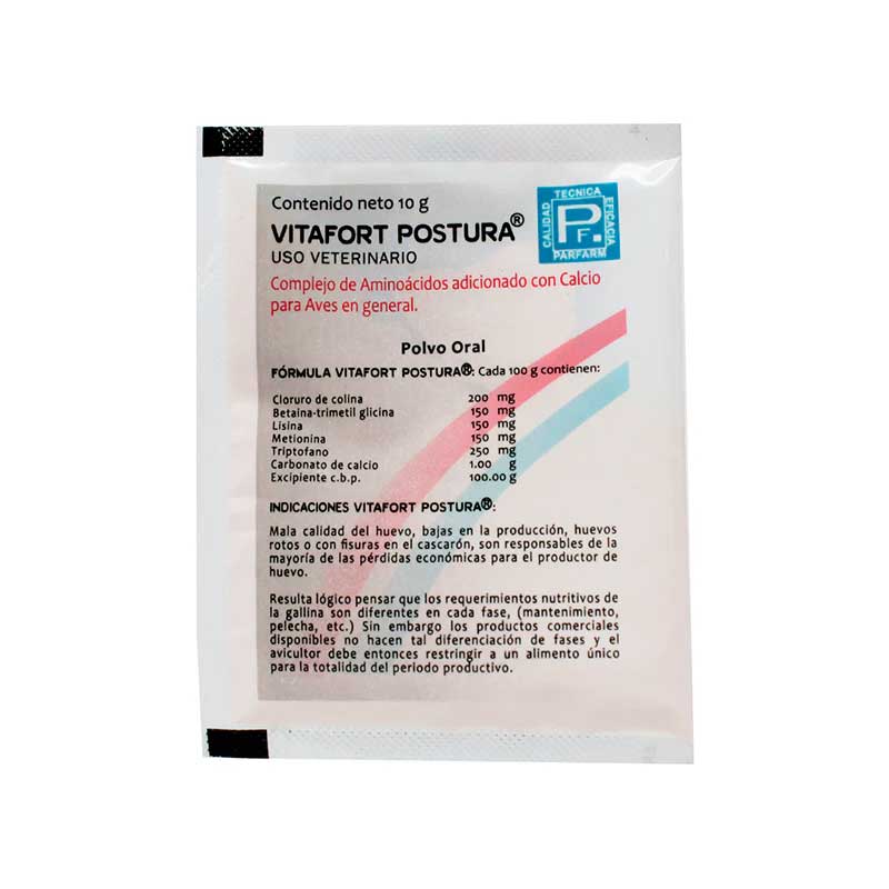 Vitafort Postura 10 g - Robles Veterinaria - Parfarm