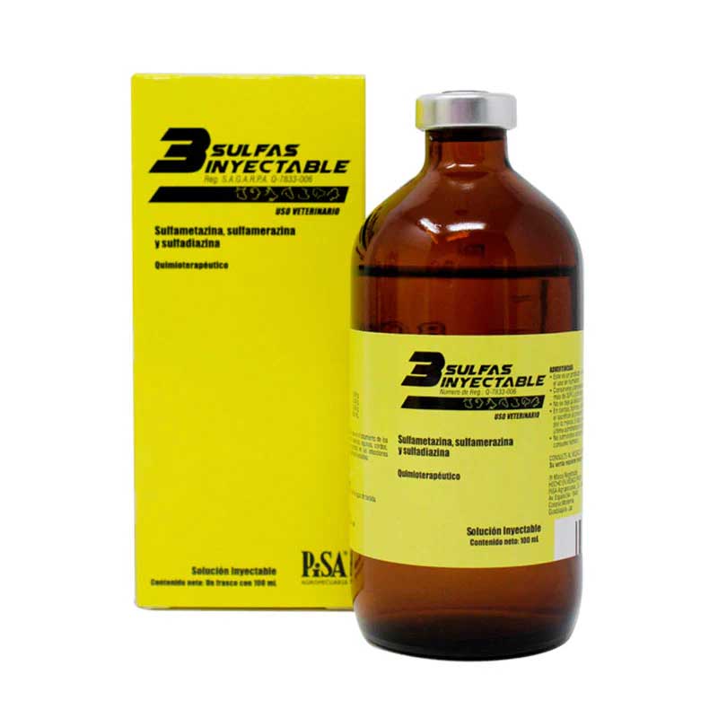 3 Sulfas Inyectable 100 ml - Robles Veterinaria - PiSA Agropecuaria