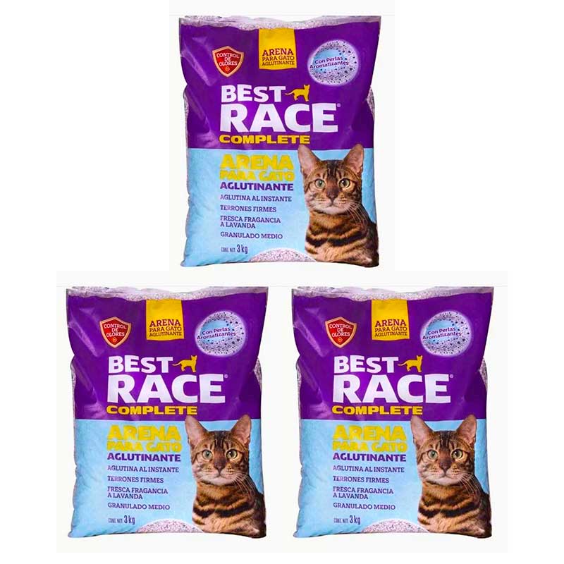 Arena Best Race para Gatos 9 kg (3 piezas de 3 kg c/u) - Robles Veterinaria