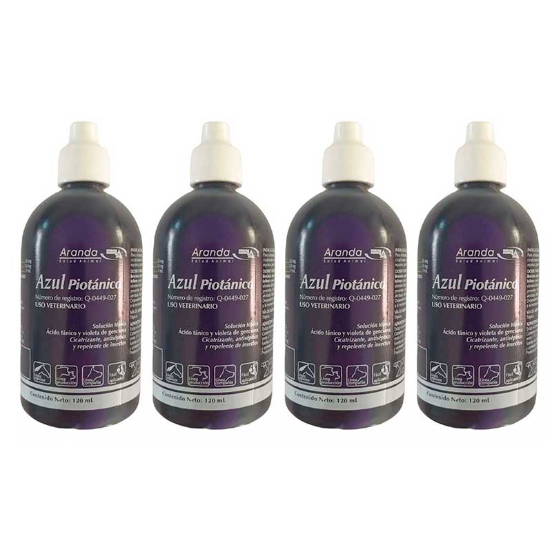 Azul Piotánico Gotero 120 ml (4 piezas) - Robles Veterinaria