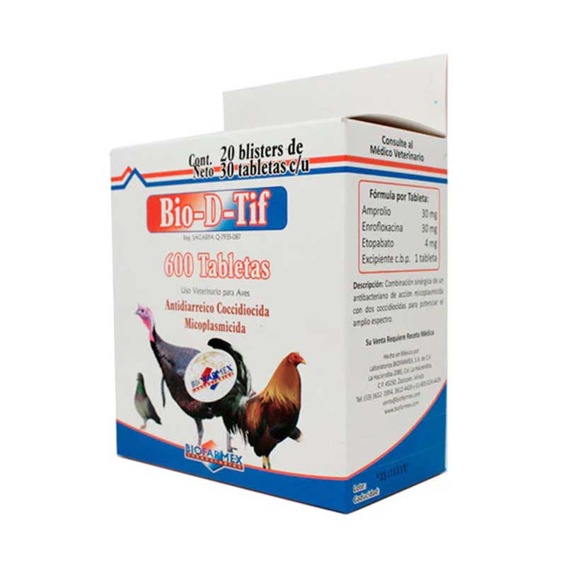 Bio-D-Tif 600 Tabletas - Robles Veterinaria - Biofarmex