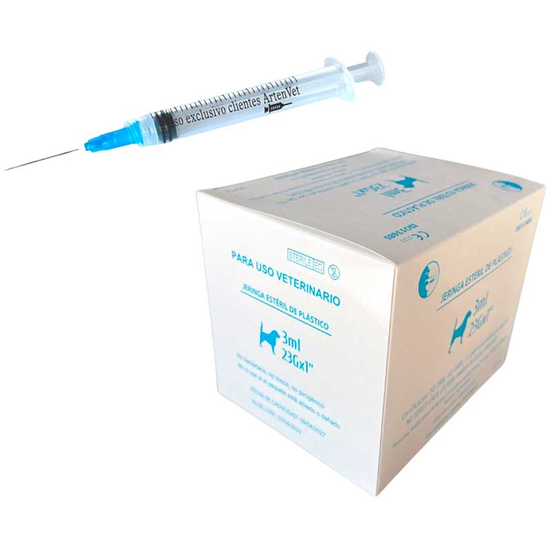 Jeringa Desechable Arten-Vet 3 ml 23G x 25 mm 100 piezas - Robles Veterinaria - Arten-Vet