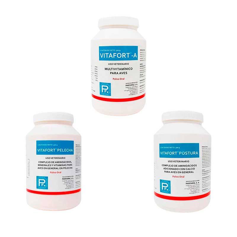 Pack Vitafort 500 g c/u (A, Postura, Pelecha) - Robles Veterinaria