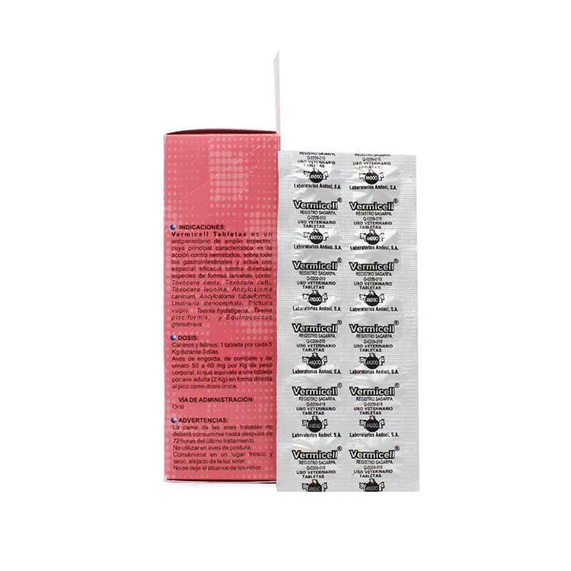 Vermicell 100 Tabletas - Robles Veterinaria - Andoci