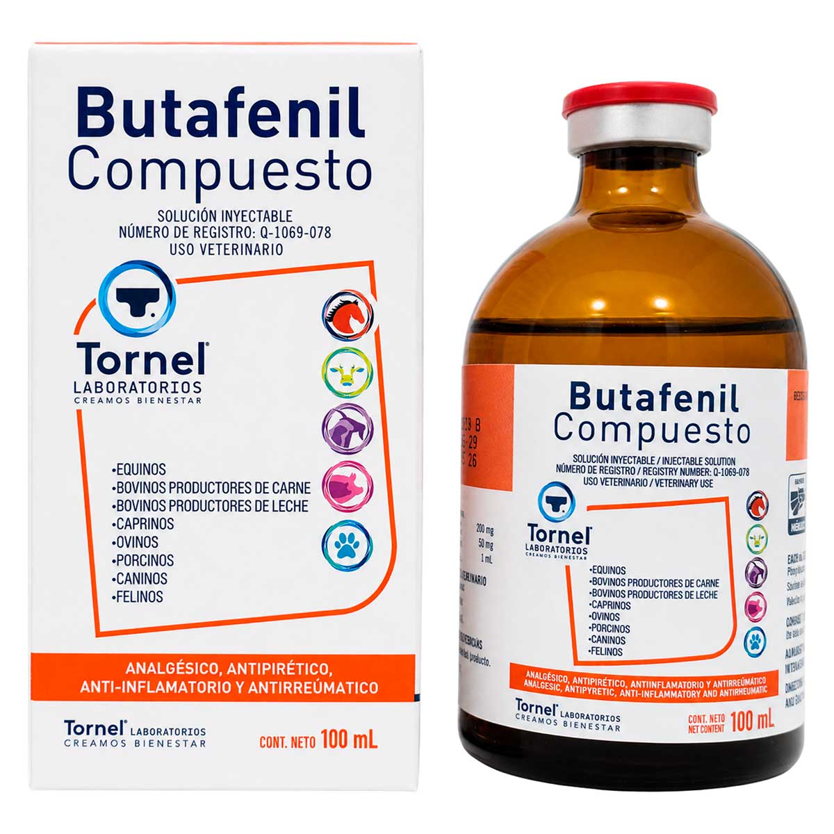 Butafenil Compuesto 100 ml - Analgésico, Antipirético, Anti-inflamatorio y Antirreumático - Solución Inyectable - Tornel