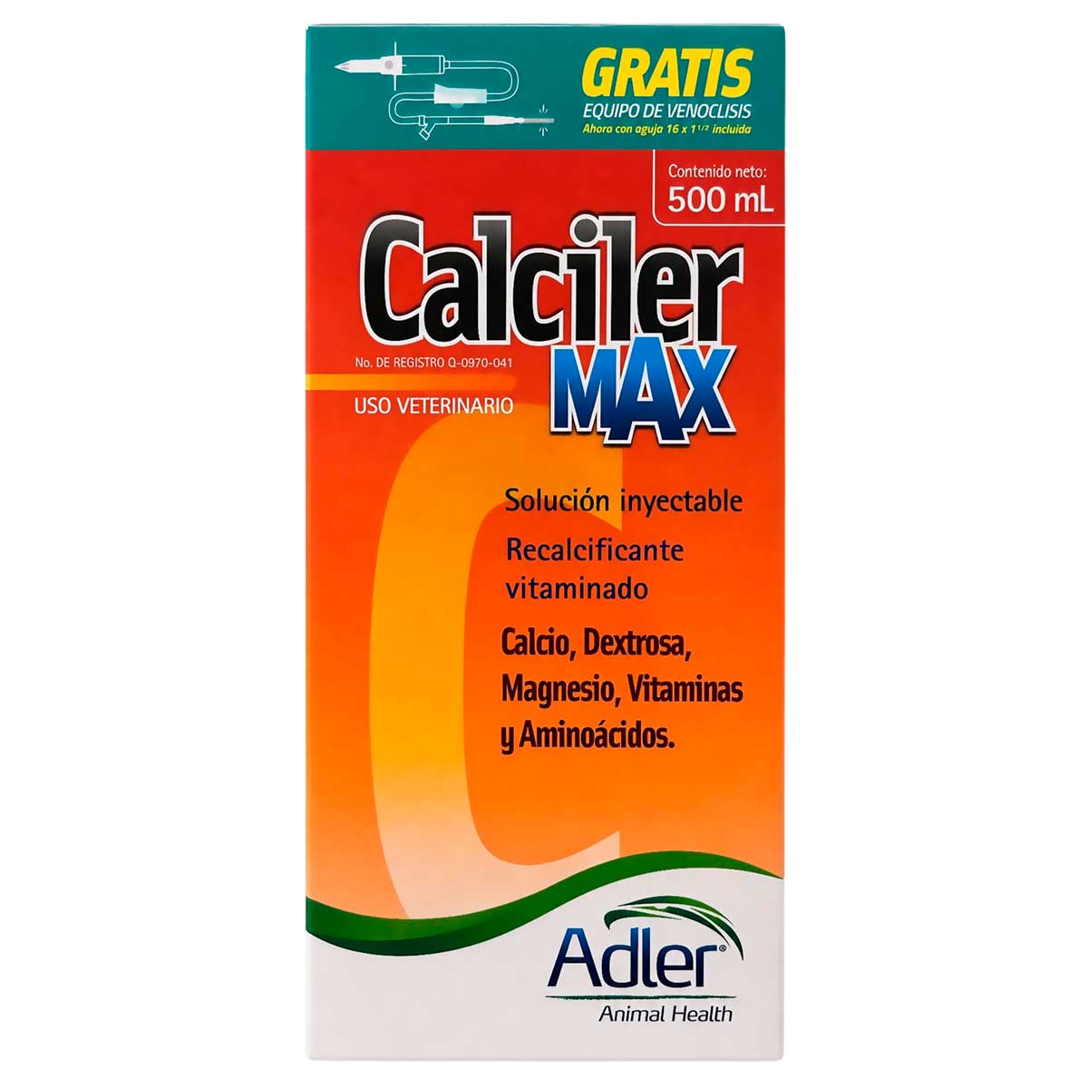 Calciler Max 500 ml - Recalcificante Vitaminado - Solución Inyectable - Adler