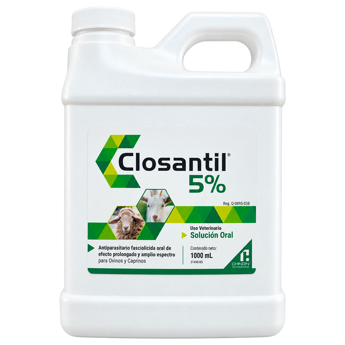 Closantil Oral 5% 1 Litro - Antiparasitario Fasciolicida Oral de Efecto Prolongado y Amplio Espectro para Ovinos y Caprinos - Chinoin Veterinaria