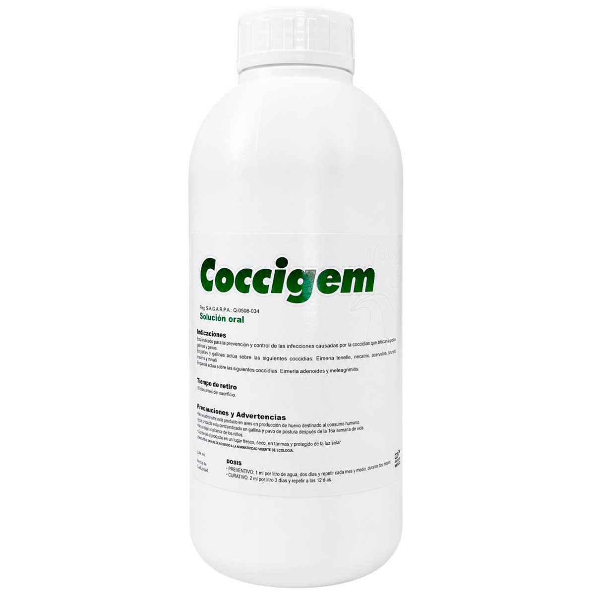 Coccigem 1 litro - Anticoccidiano para Aves - Solución Oral - Gem Lab