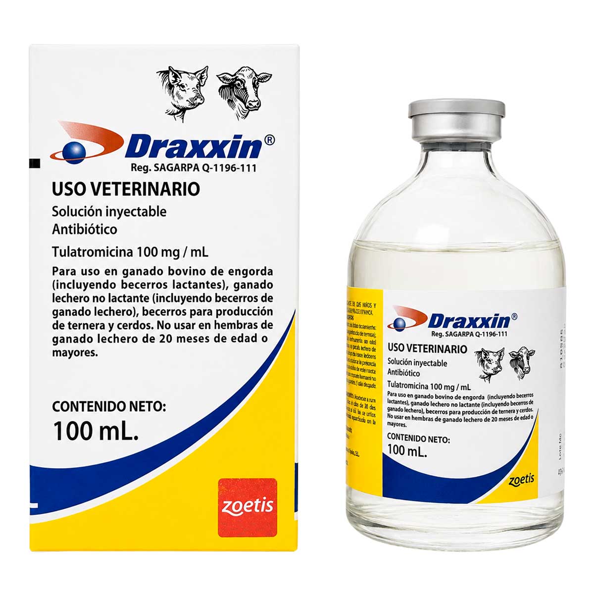 Draxxin 100 ml - Antibiótico para Porcinos y Bovinos - Solución Inyectable - Zoetis