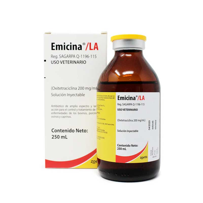 Emicina LA 250 ml - Robles Veterinaria - Zoetis