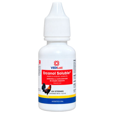 Ercanol Soluble 10 ml - Antibiótico Oral para Aves - VEDILab