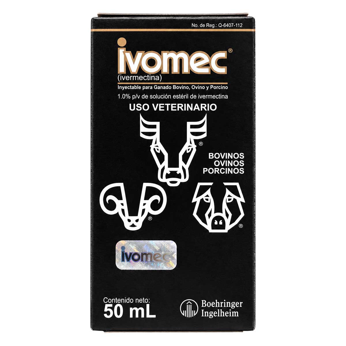 Ivomec 50 ml - Endectocida para Bovinos, Ovinos y Porcinos - Ivermectina 1% - Solución Inyectable - Boehringer Ingelheim 