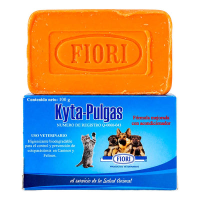 Kyta-Pulgas Jabón Barra con 100g - Jabón para Higiene y Estética en Perros y Gatos - Fiori