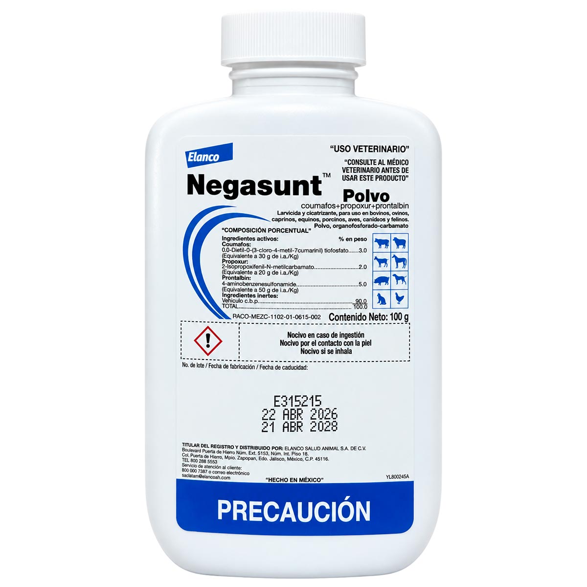 Negasunt Polvo 100 g - Insecticida -Acaricida con Acción Larvicida y Cicatrizante - Elanco
