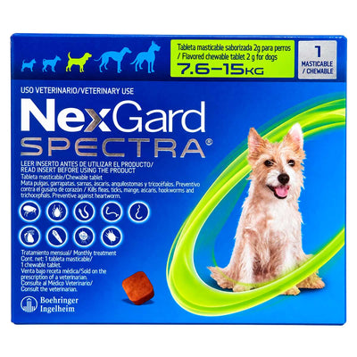 NexGard Spectra 7.6 - 15 kg - Caja con 1 Tableta Masticable para Perros - Boehringer Ingelheim