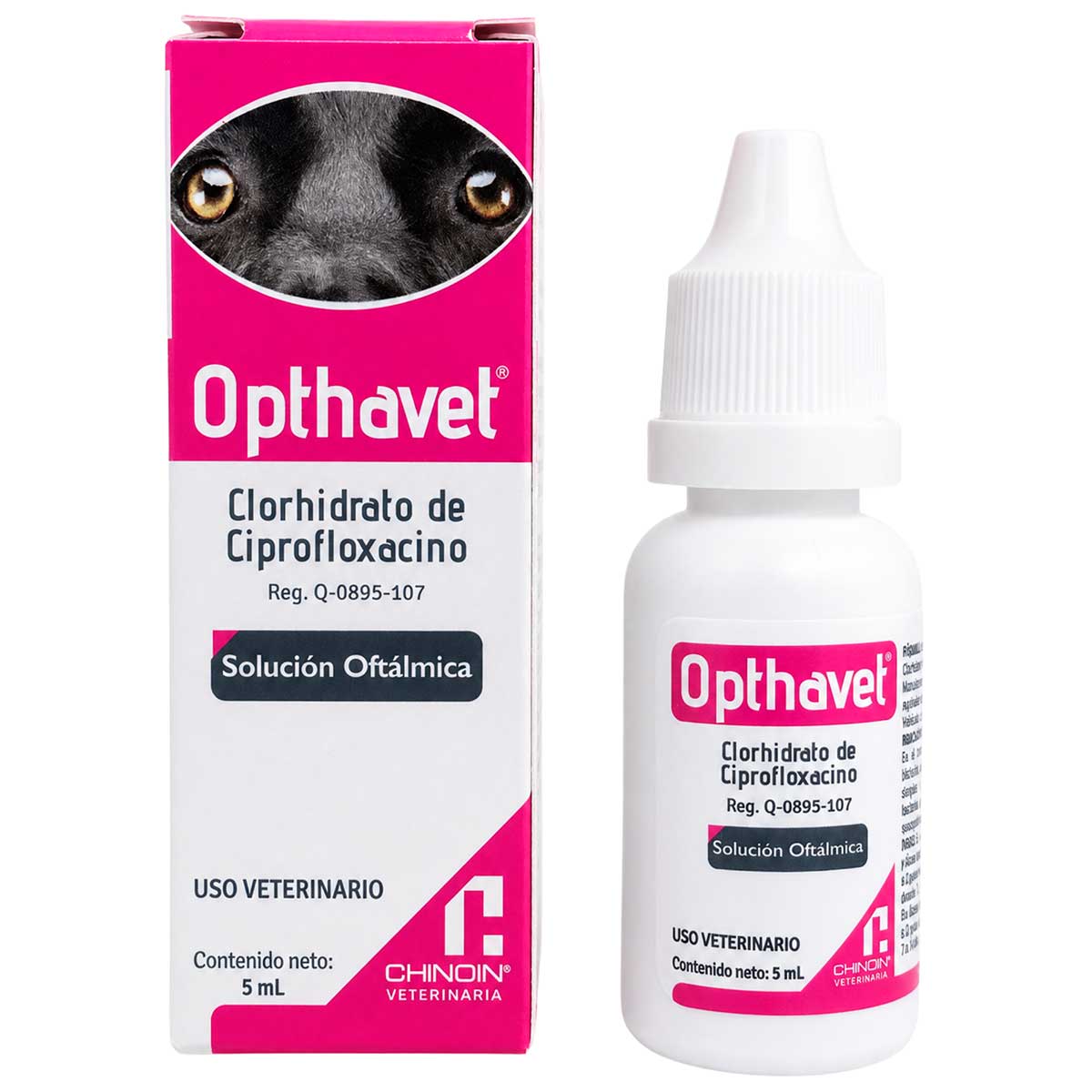 Opthavet 5 ml - Antibiótico de Amplio Espectro para Infecciones en los Ojos de Perros, Gatos y Caballos - Solución Oftálmica - Chinoin Veterinaria