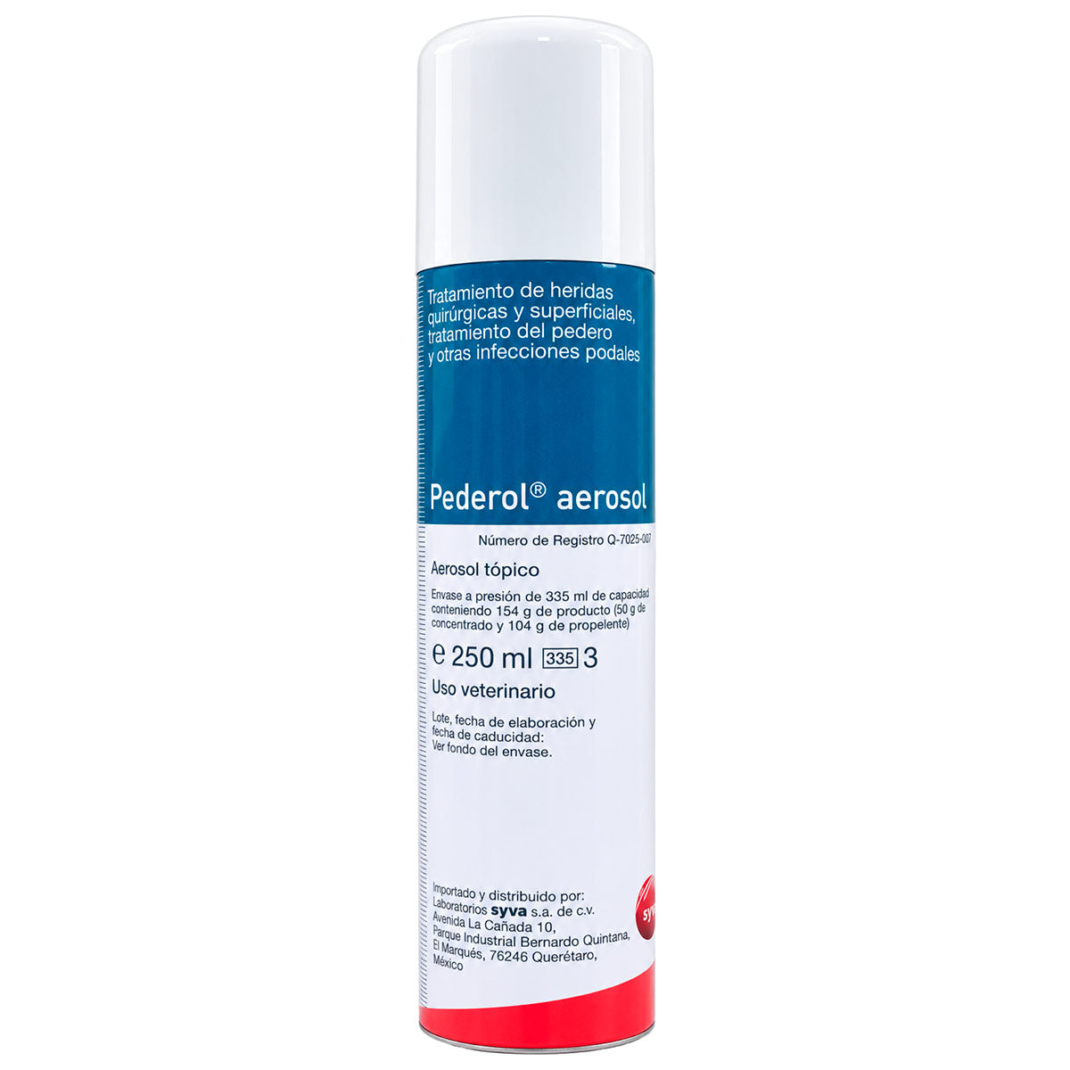 Pederol Aerosol 250 ml - Tratamiento de Heridas Quirúrgicas y Superficiales - Aerosol Tópico - Uso Veterinario - Syva
