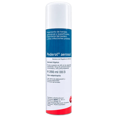 Pederol Aerosol 250 ml - Tratamiento de Heridas Quirúrgicas y Superficiales - Aerosol Tópico - Uso Veterinario - Syva