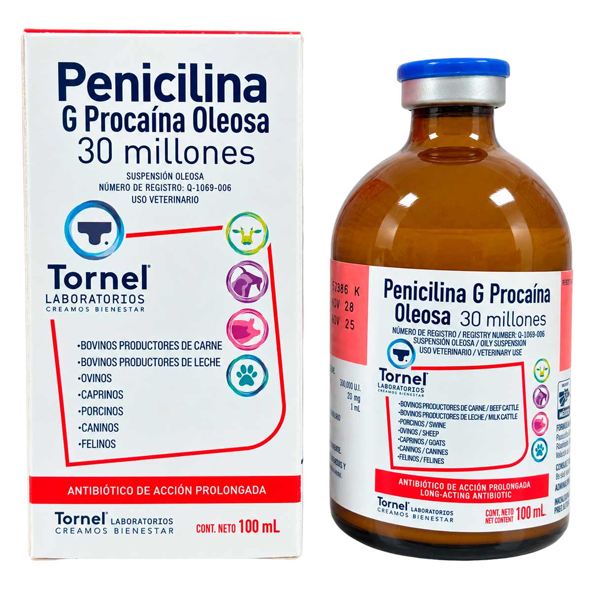Penicilina G Procaína Oleosa 30 Millones Frasco con 100 ml - Tornel