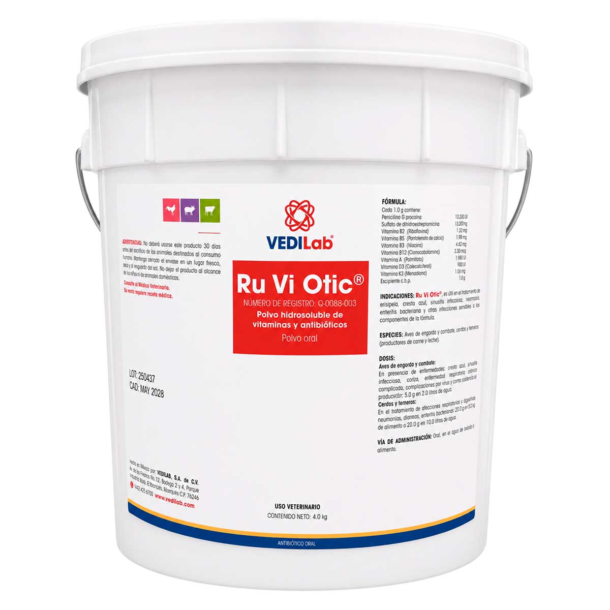 Ruviotic Cubeta 4 kg - Antibiótico Oral - VEDILab