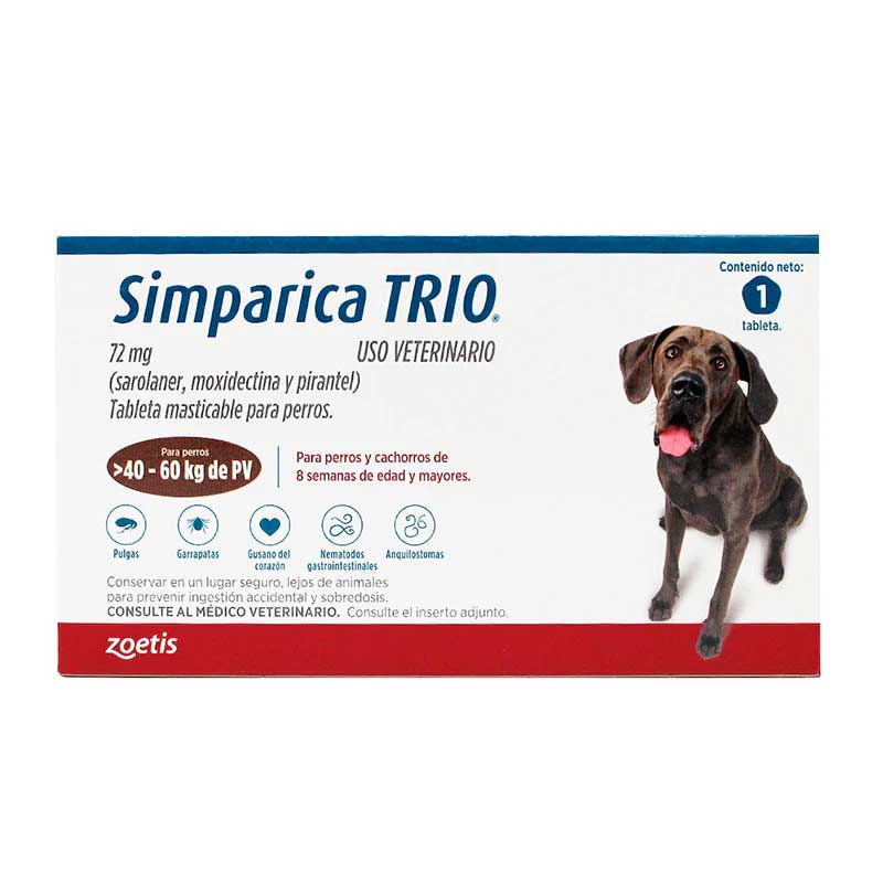 Simparica Trio 1 Tableta 40 - 60 kg - Robles Veterinaria - Zoetis