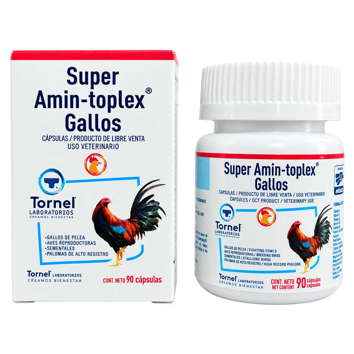 Super Amin-toplex Gallos 90 Cápsulas - Suplemento Vitamínico para Aves - Tornel