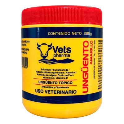 Ungüento Amarillo 225 g - Antiséptico y Cicatrizante - Ungüento Tópico - Vets Pharma