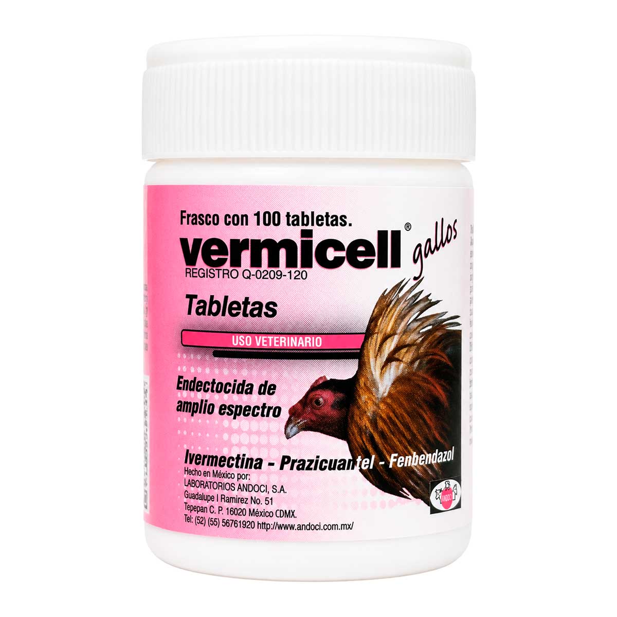 Vermicell Gallos 100 Tabletas - Endectocida de Amplio Espectro para Aves - Andoci