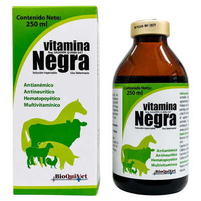 Vitamina Negra 250 ml - Antianémico, Antineurítico, Hematopoyético y Multivitamínico - BioQuiVet