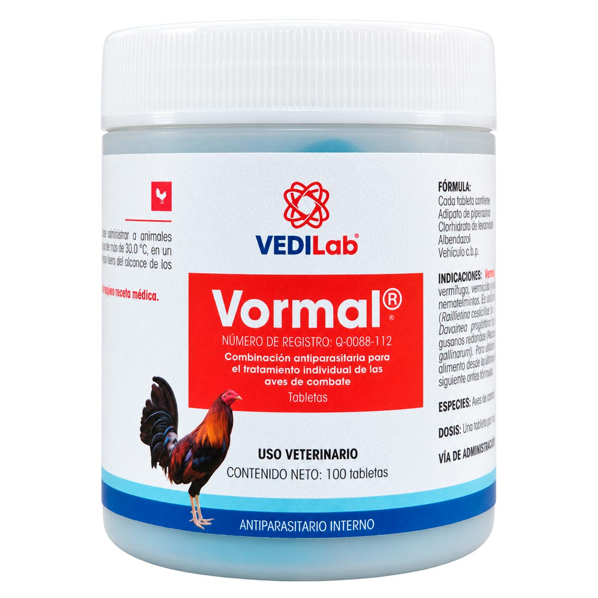 Vormal 100 Tabletas - Combinación Antiparasitaria para el Tratamiento Individual de las Aves de Combate - Tabletas - VEDILab