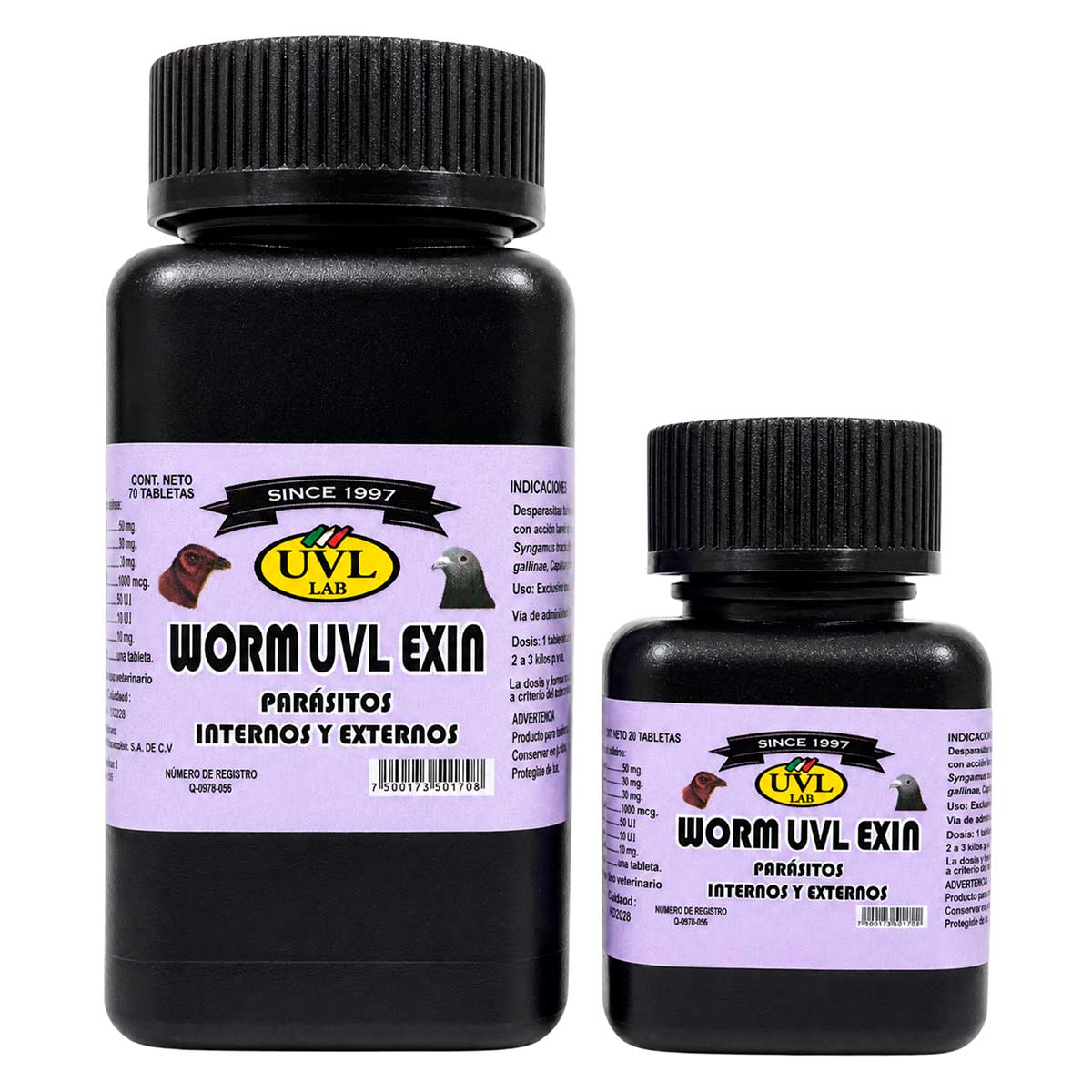 Worm UVL Exin - 70 Tabletas - 20 Tabletas - UVL Lab