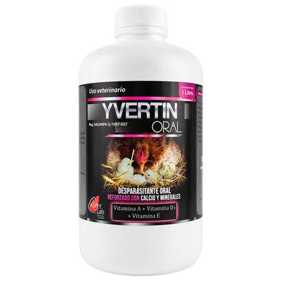 Yvertin Oral 1 Litro - Desparasitante Oral para Aves Reforzado con Calcio y Minerales - RiverLab