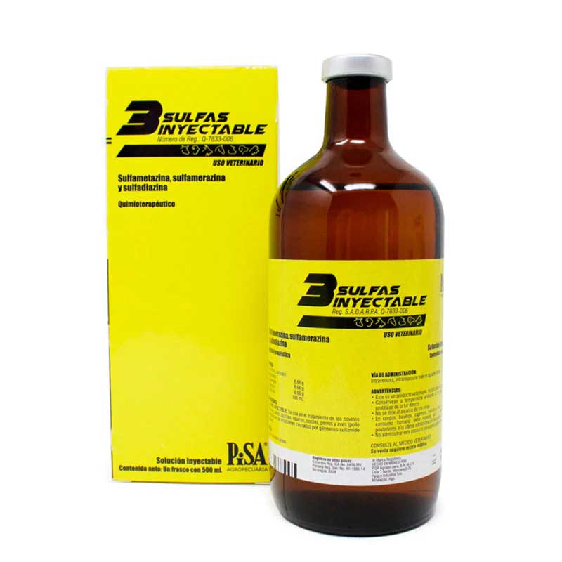 3 Sulfas Inyectable 500 ml - Robles Veterinaria - PiSA Agropecuaria