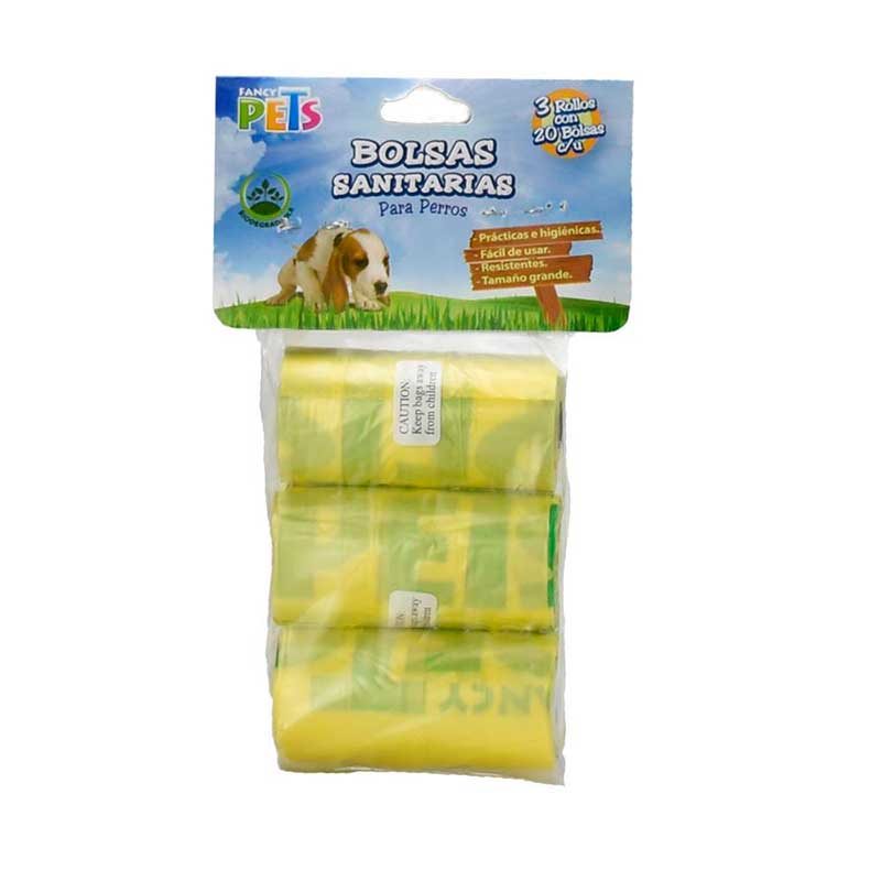 Bolsas Sanitarias para Perros 3 Rollos con 20 Bolsas c/u - Robles Veterinaria - Fancy Pets