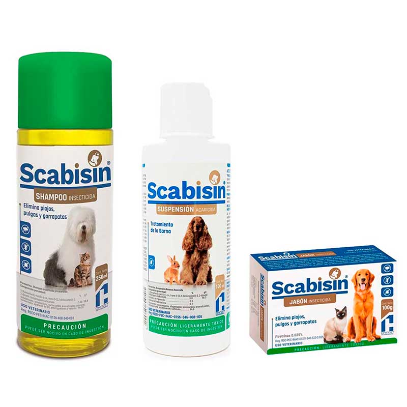 Kit Scabisin para Sarna (Jabón + Shampoo + Suspensión) - Robles Veterinaria