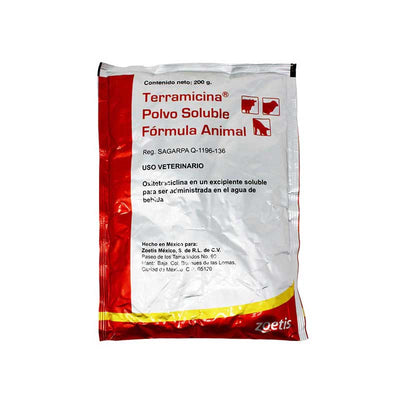 Terramicina Polvo Soluble Fórmula Animal 200 g - Robles Veterinaria - Zoetis