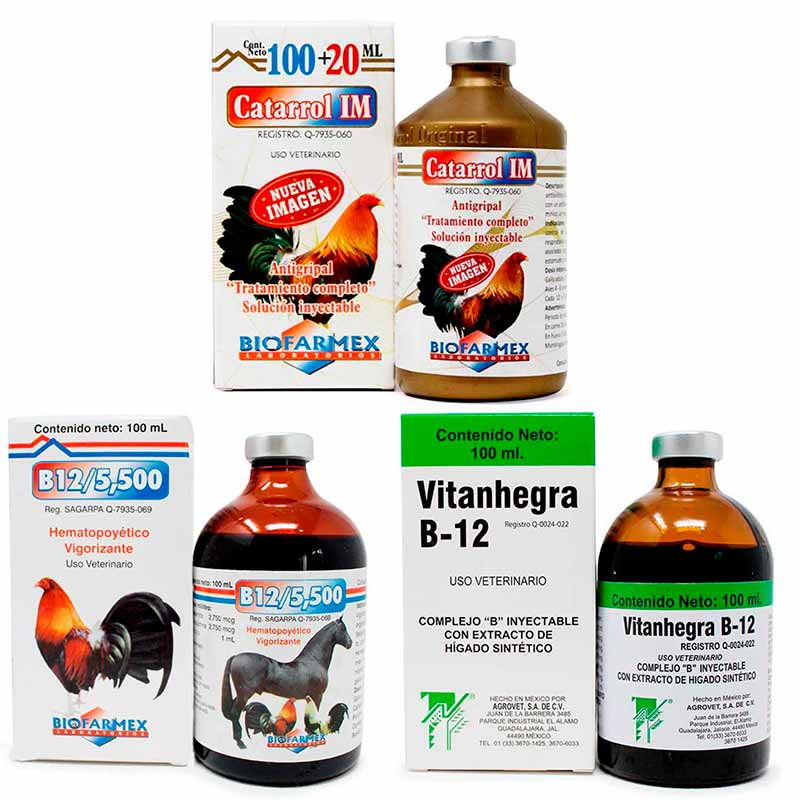 Vitamina B12/5,500 100 ml + Vitanhegra 100 ml + Catarrol IM 100 ml - Robles Veterinaria